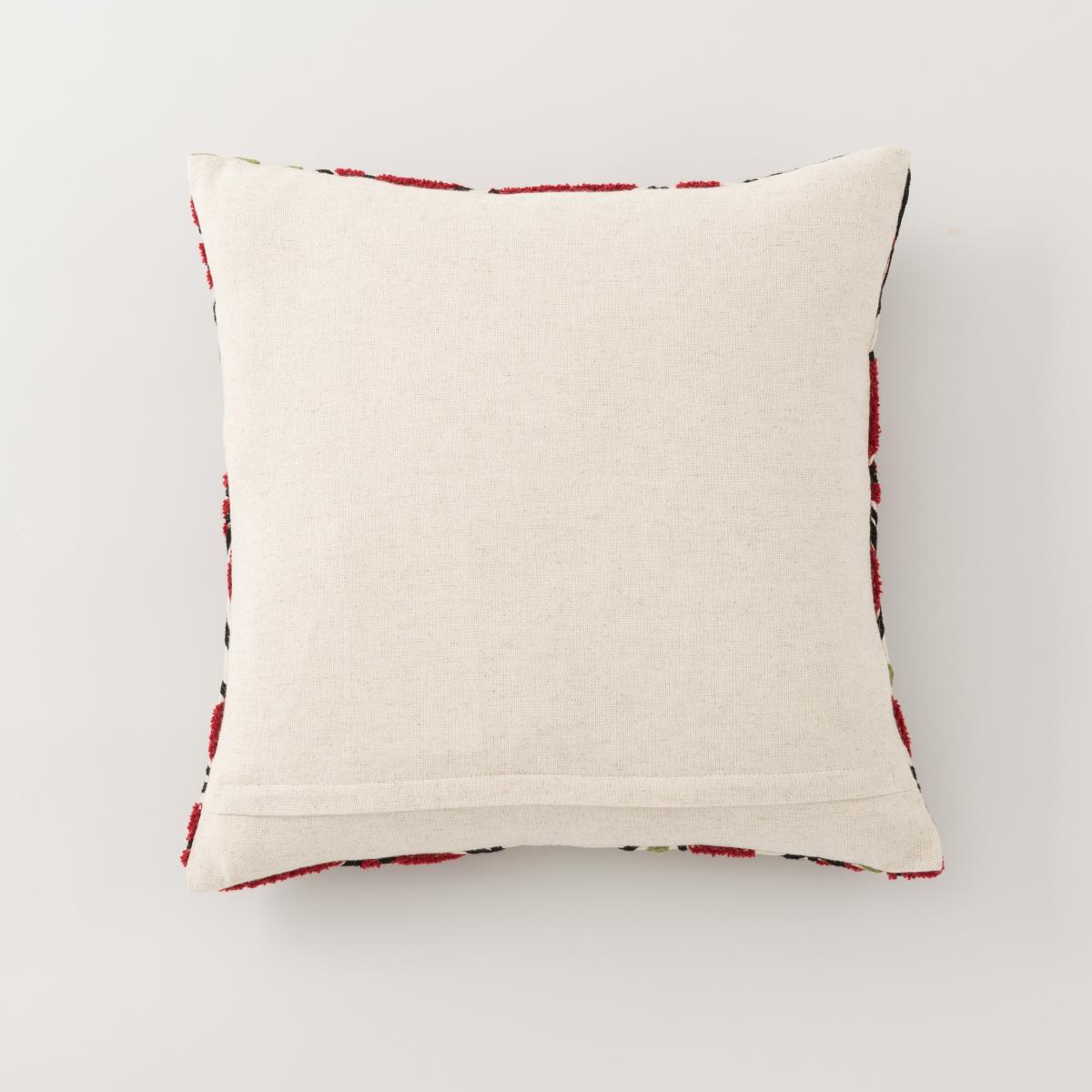 Crewel Work Floral Cushion Red Red – image 5