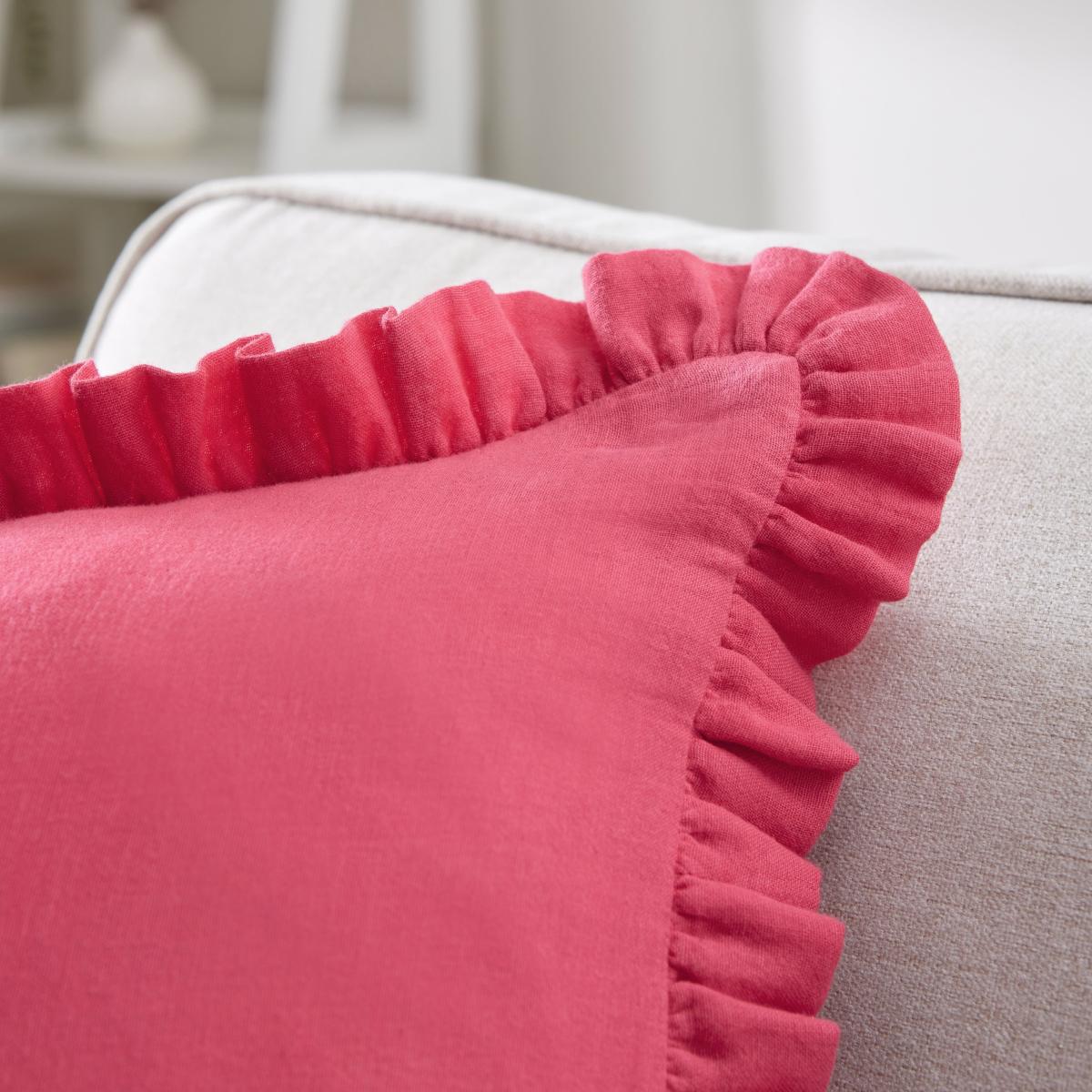 Frilled Gauze Square Cushion Fuschia – image 2