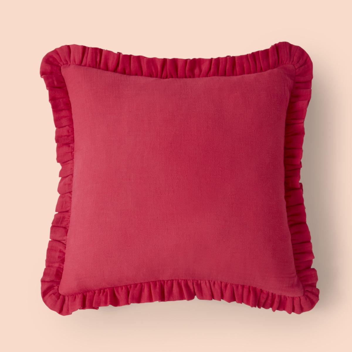 Frilled Gauze Square Cushion Fuschia – image 3