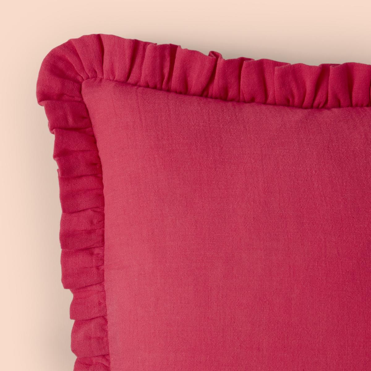Frilled Gauze Square Cushion Fuschia – image 4