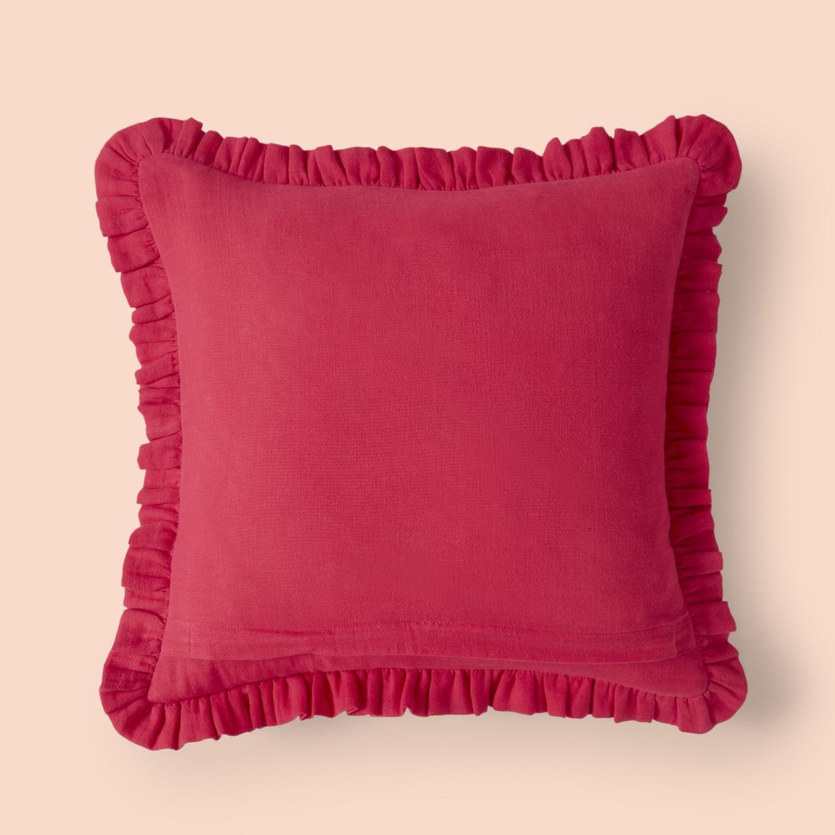 Frilled Gauze Square Cushion Fuschia – image 5