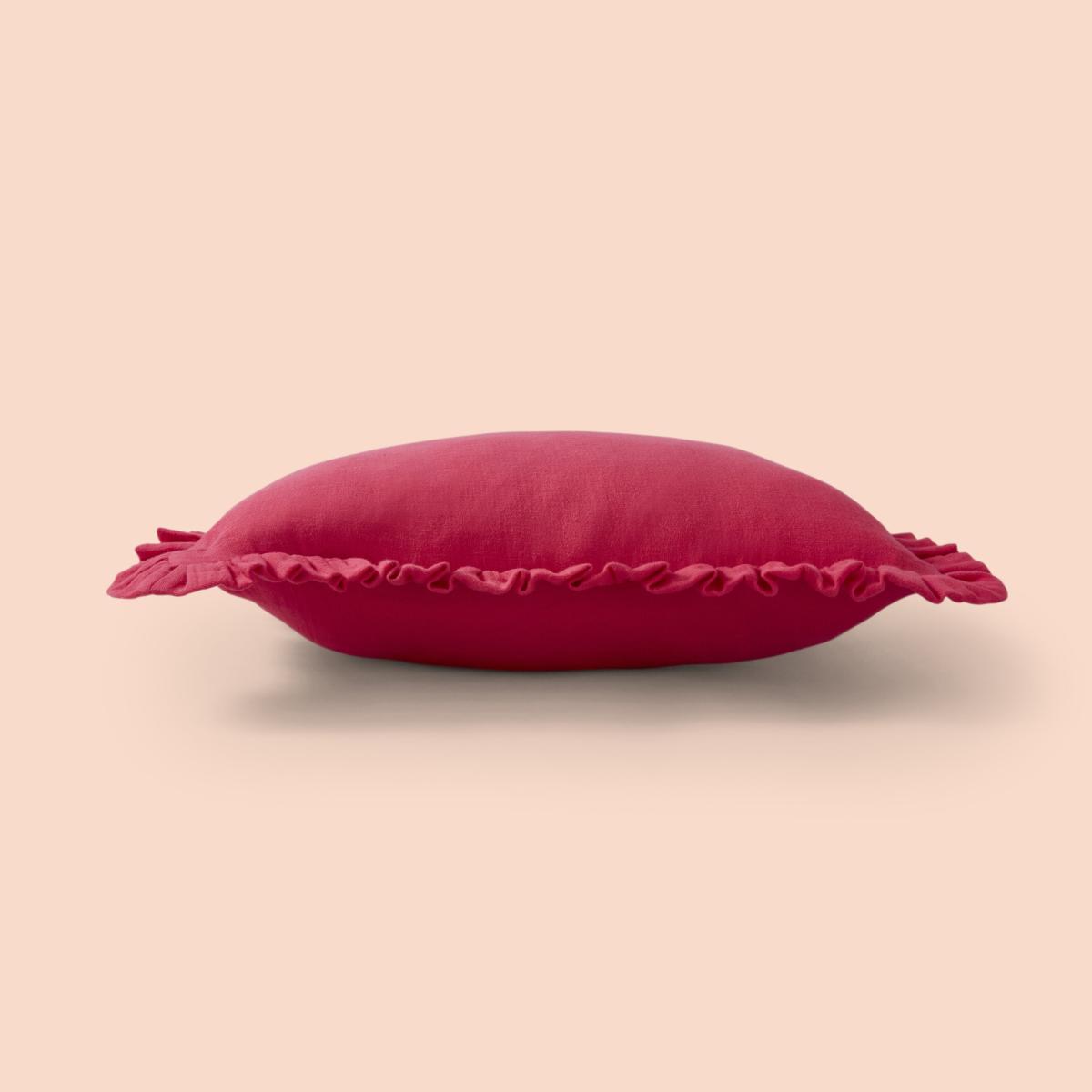 Frilled Gauze Square Cushion Fuschia – image 6