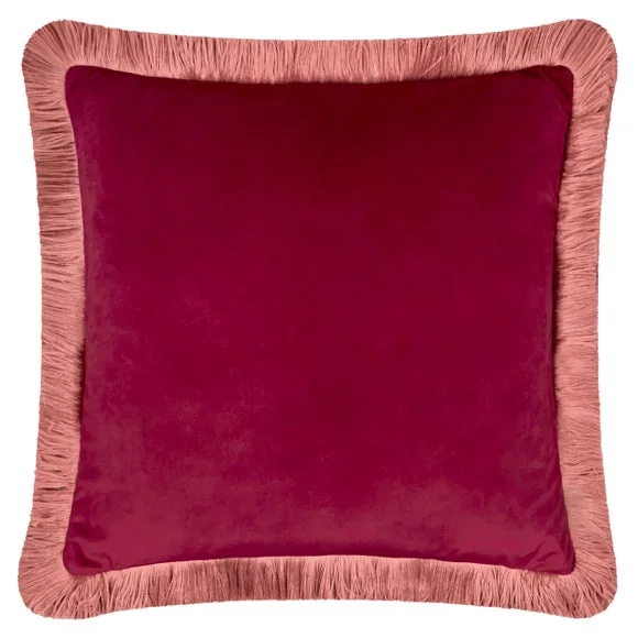 Furn. Halo Fringed Velvet Square Cushion – image 2