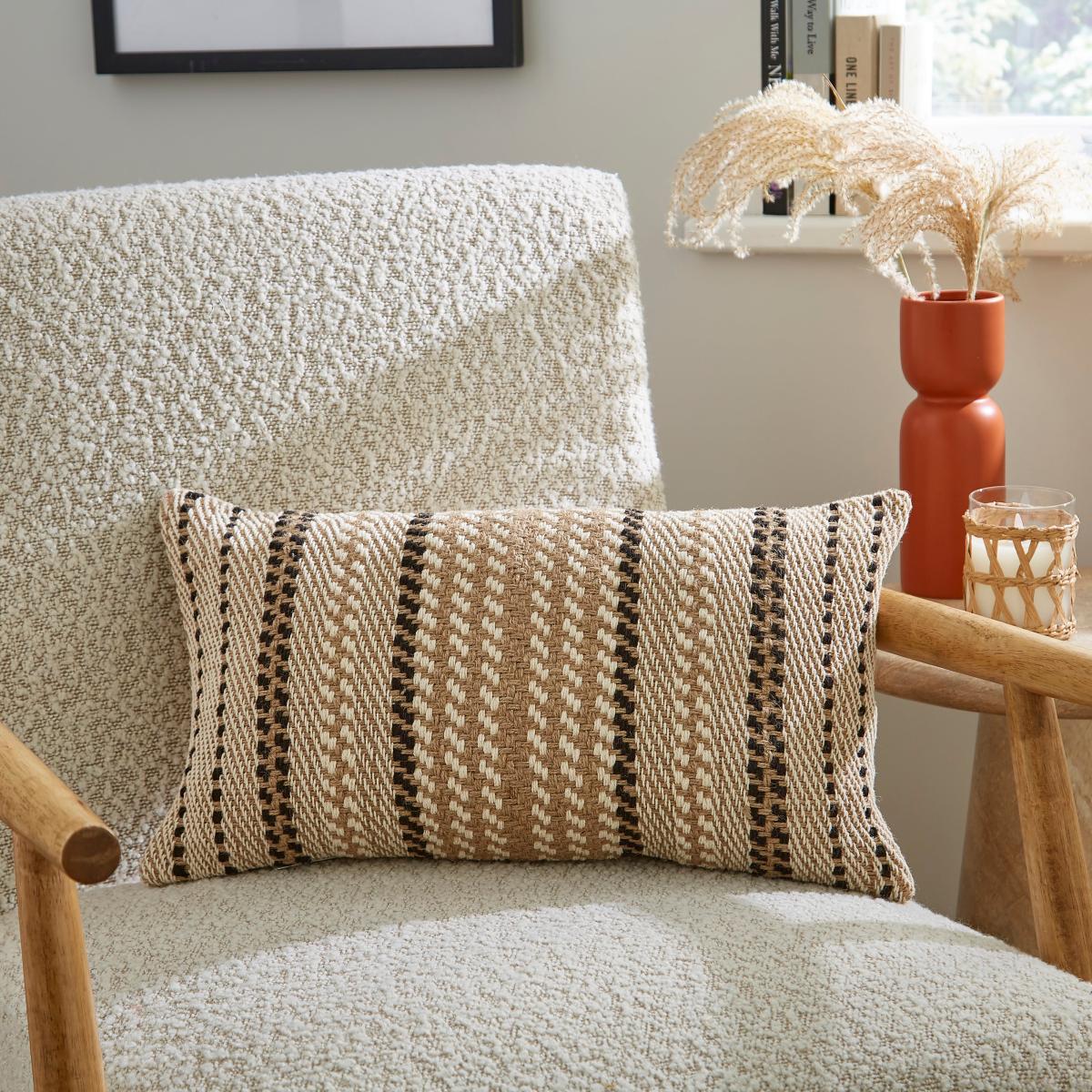 Jute Natural Stripe Rectangle Cushion – image 2