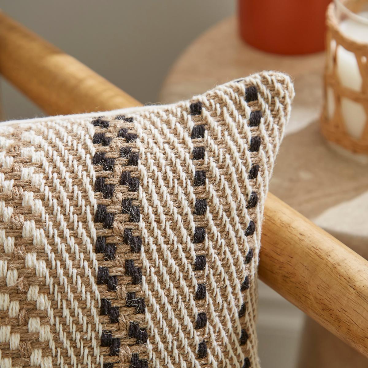 Jute Natural Stripe Rectangle Cushion – image 1