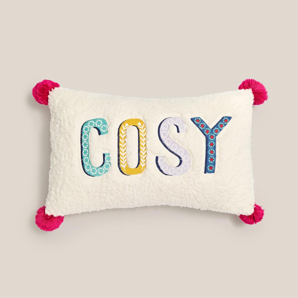 Cosy Embroidered Cushion 30cm x 50cm MultiColoured – image 2