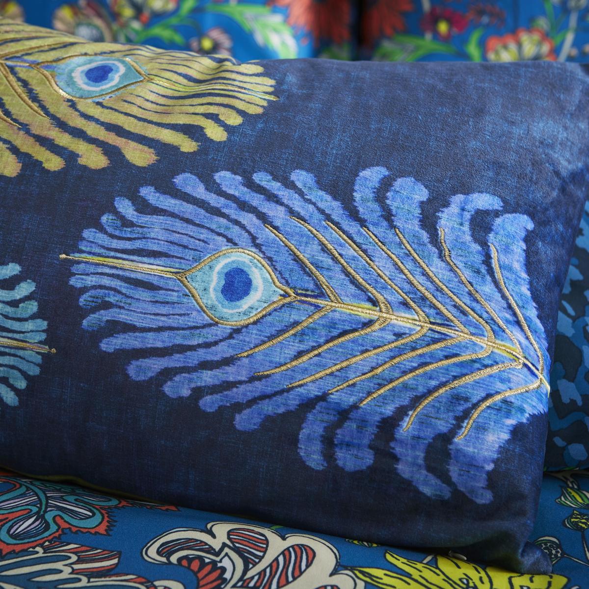 Matthew Williamson Peacock Rectangle Feather Filled Cushion Black – image 2