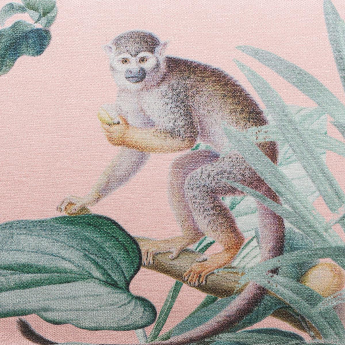 Dusky Pink Jungle Luxe Monkey Cushion Pink/Green/Yellow – image 4