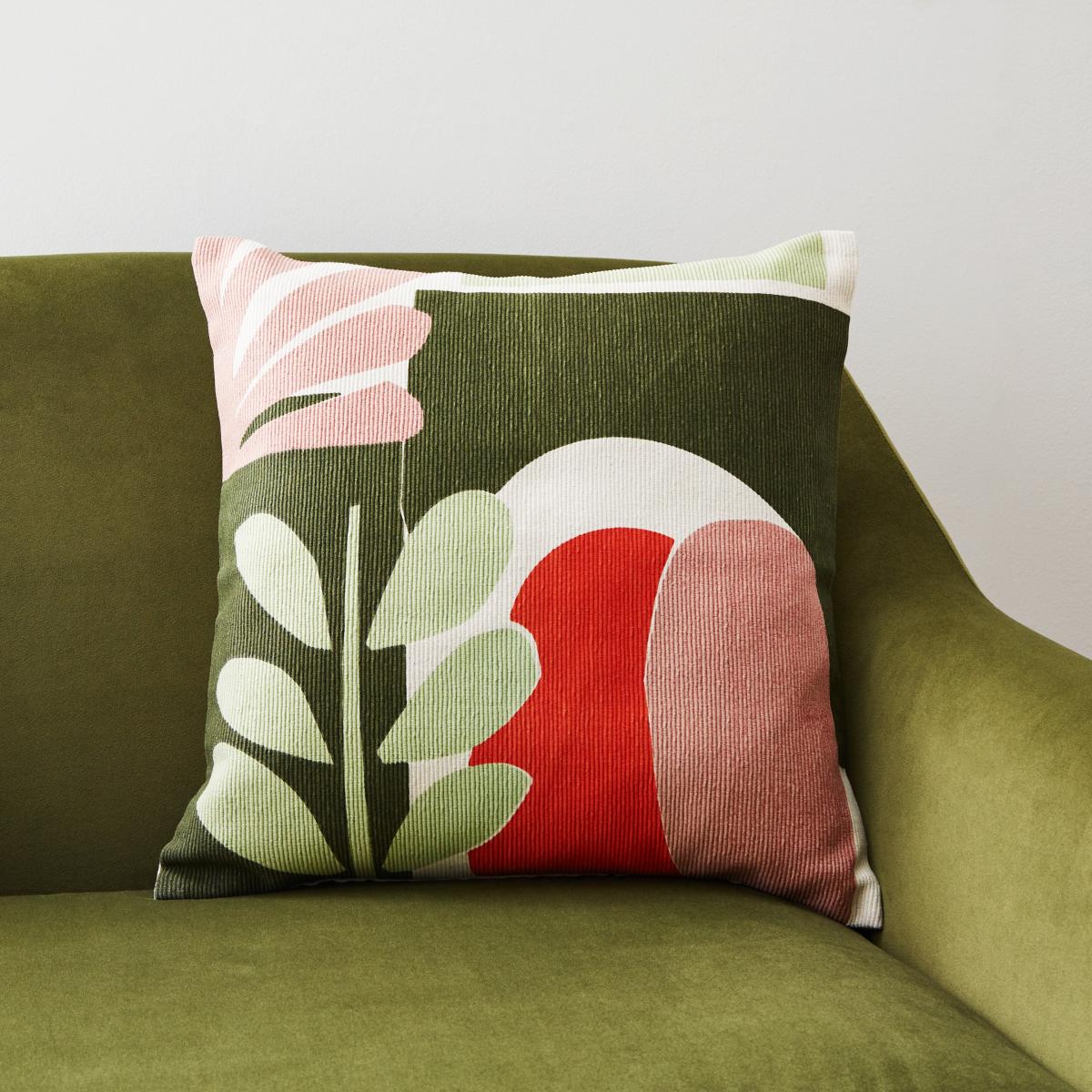 Elements Lokke Cut Out Cushion Green/Pink/White – image 1