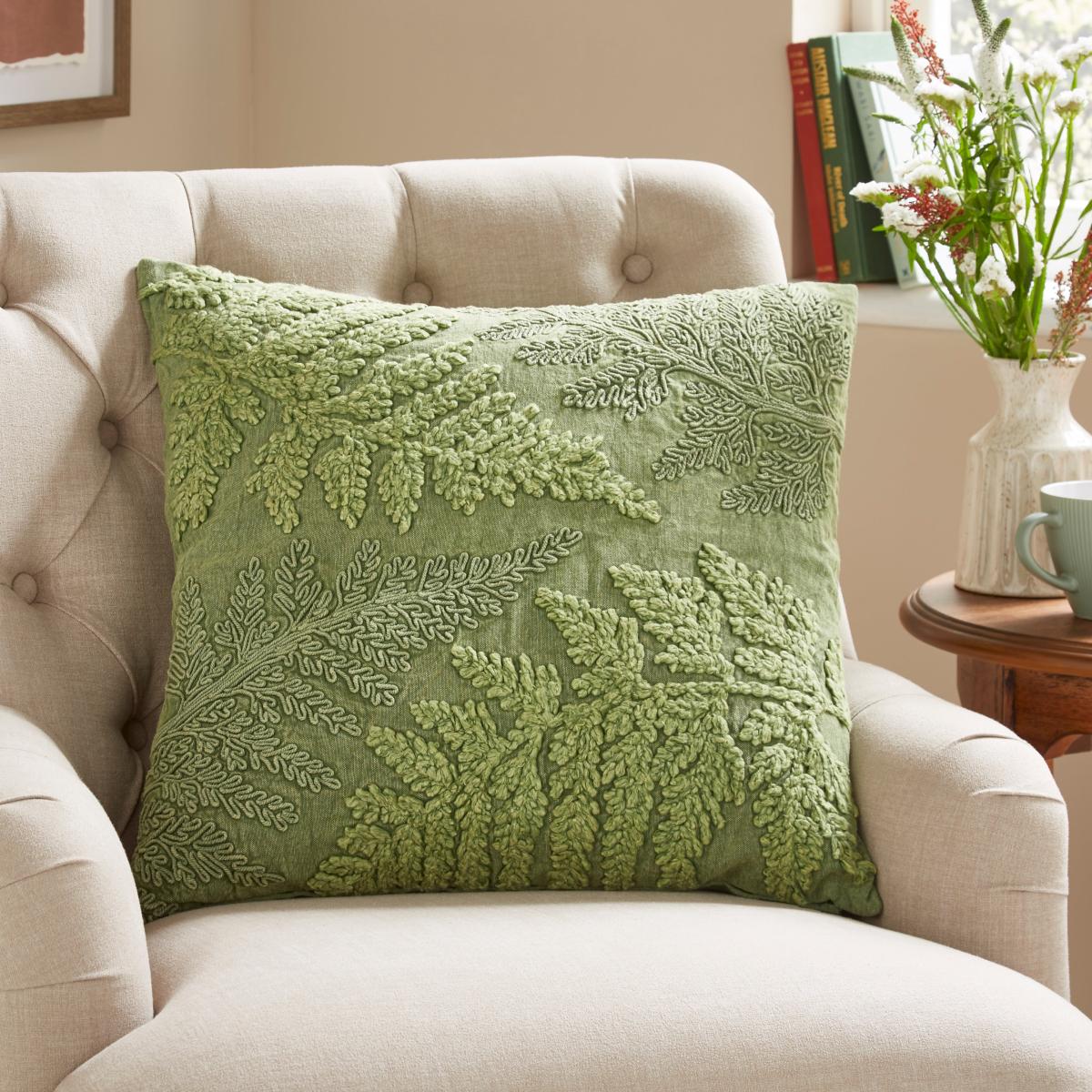 Churchgate Fawsley Fern Square Cushion Olive (Green) – image 1