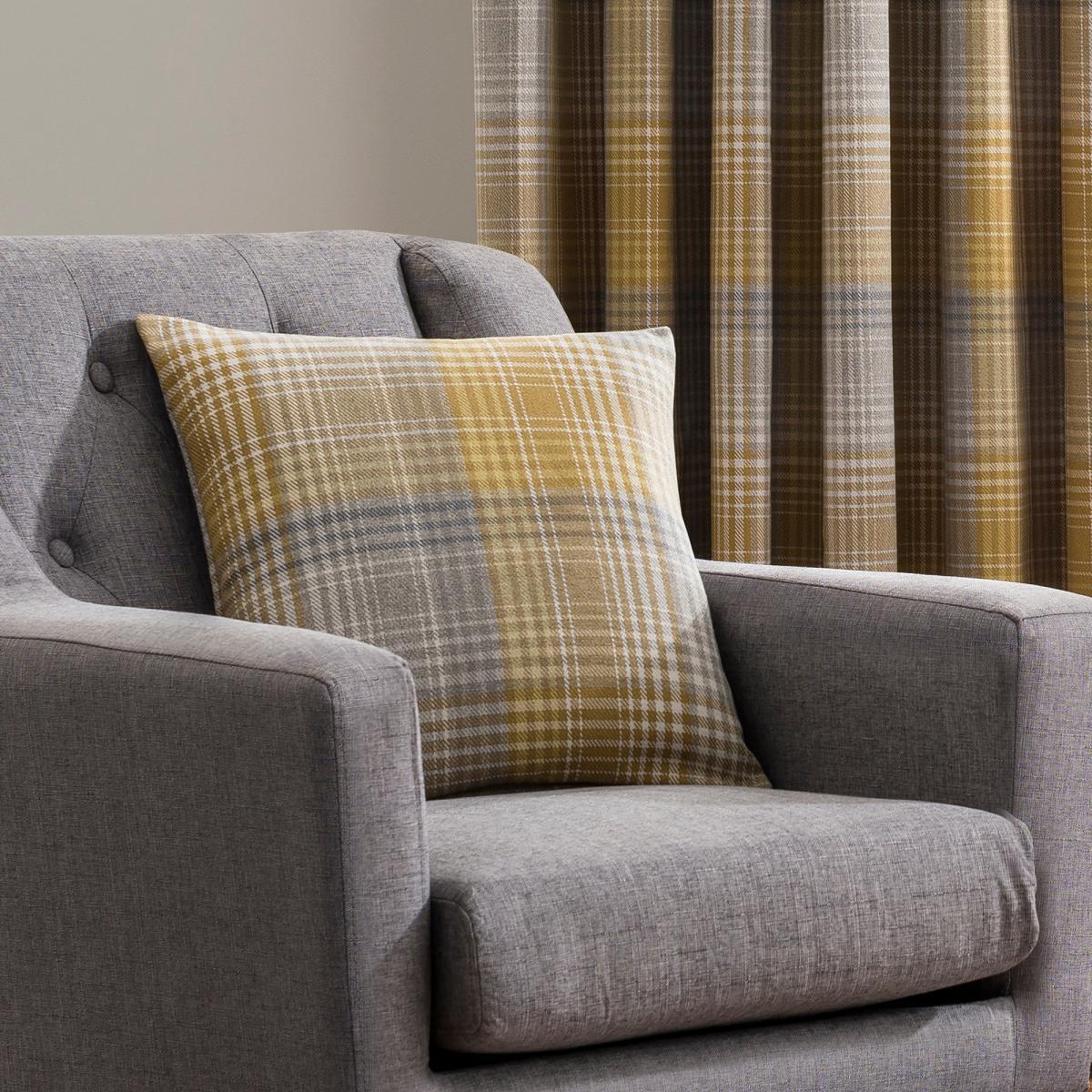 Logan Check Ochre Cushion Ochre – image 3