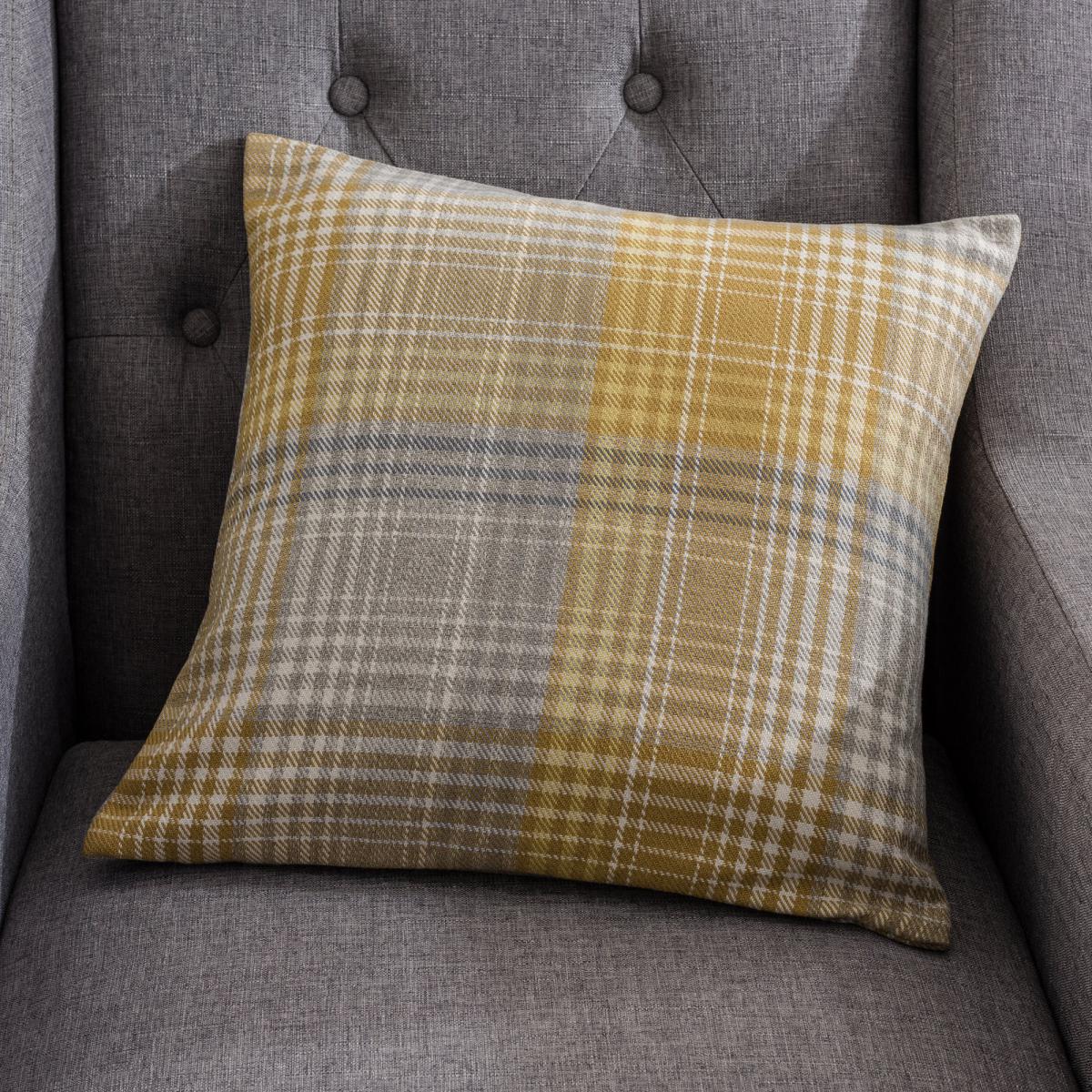 Logan Check Ochre Cushion Ochre – image 1
