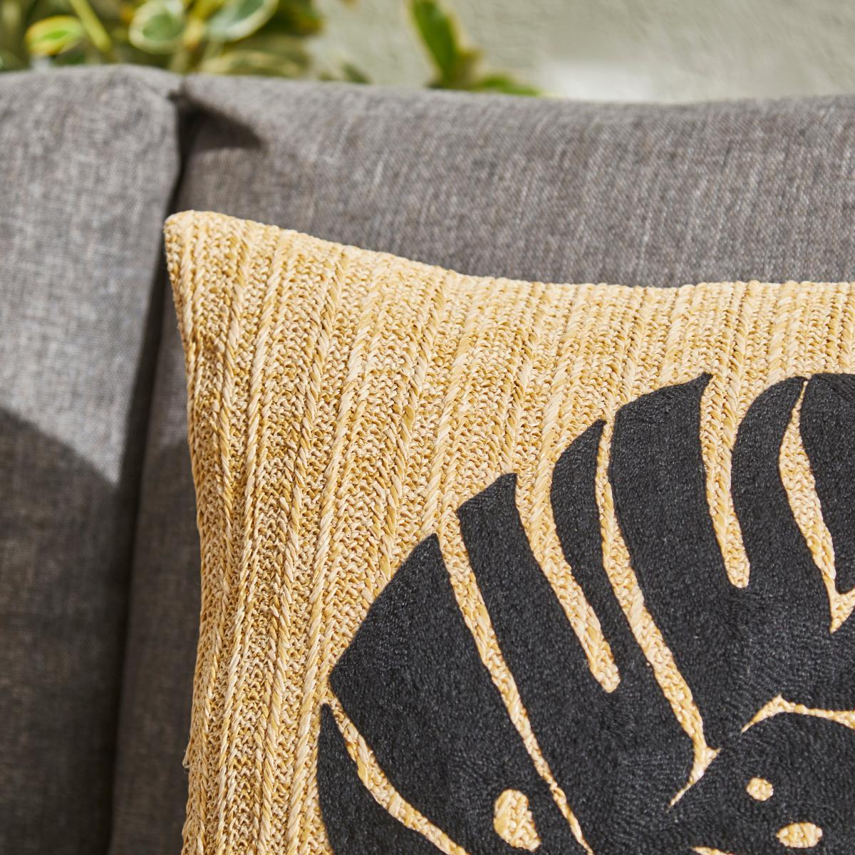 Printed Leaf Raffia Weave Base Cushion Natural – image 2