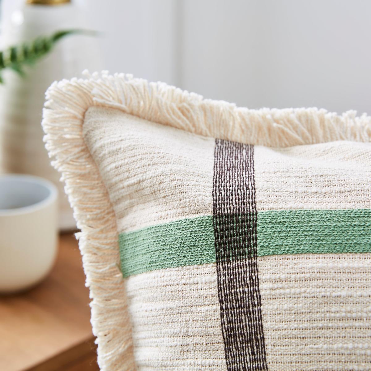 Woven Check Cotton Square Cushion MultiColoured – image 2