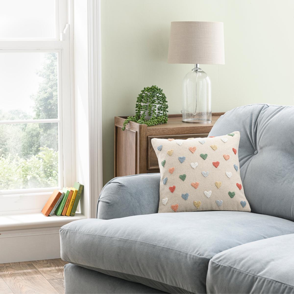 Hearts French Knot Cushion MultiColoured – image 2
