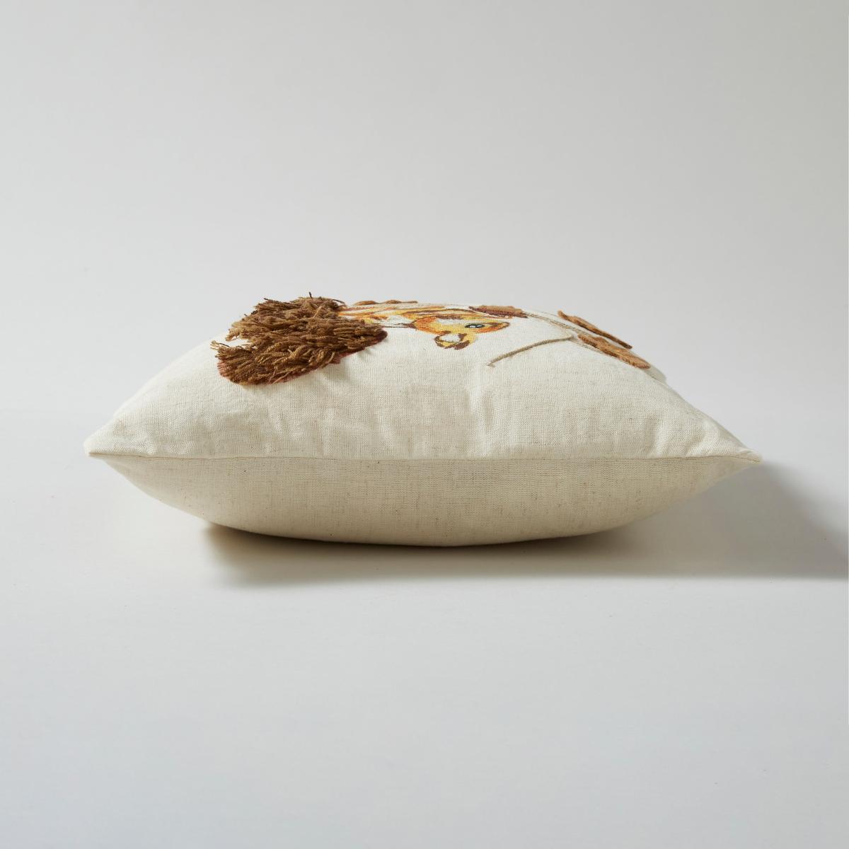 Embroidered Squirrel Cushion, 30x30cm MultiColoured – image 5