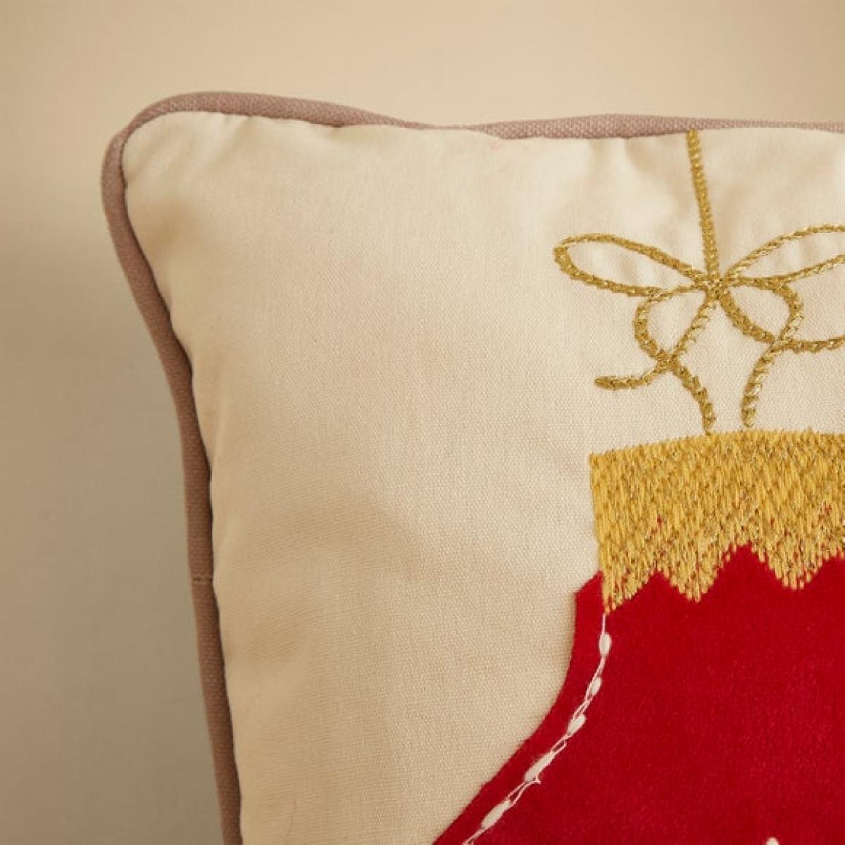 Christmas Baubles Cotton Square Cushion – image 3