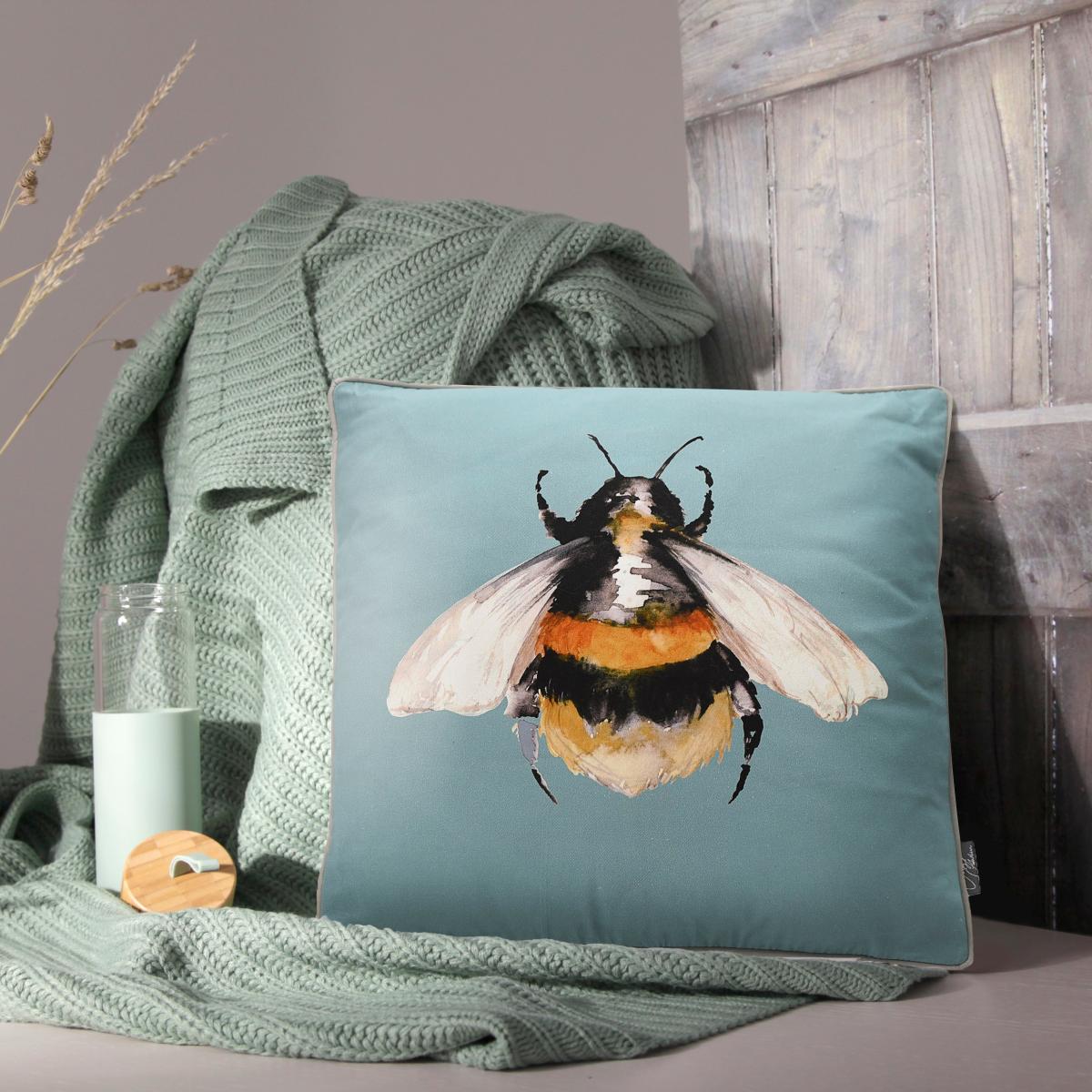 Meg Hawkins Bee Cushion Blue – image 1