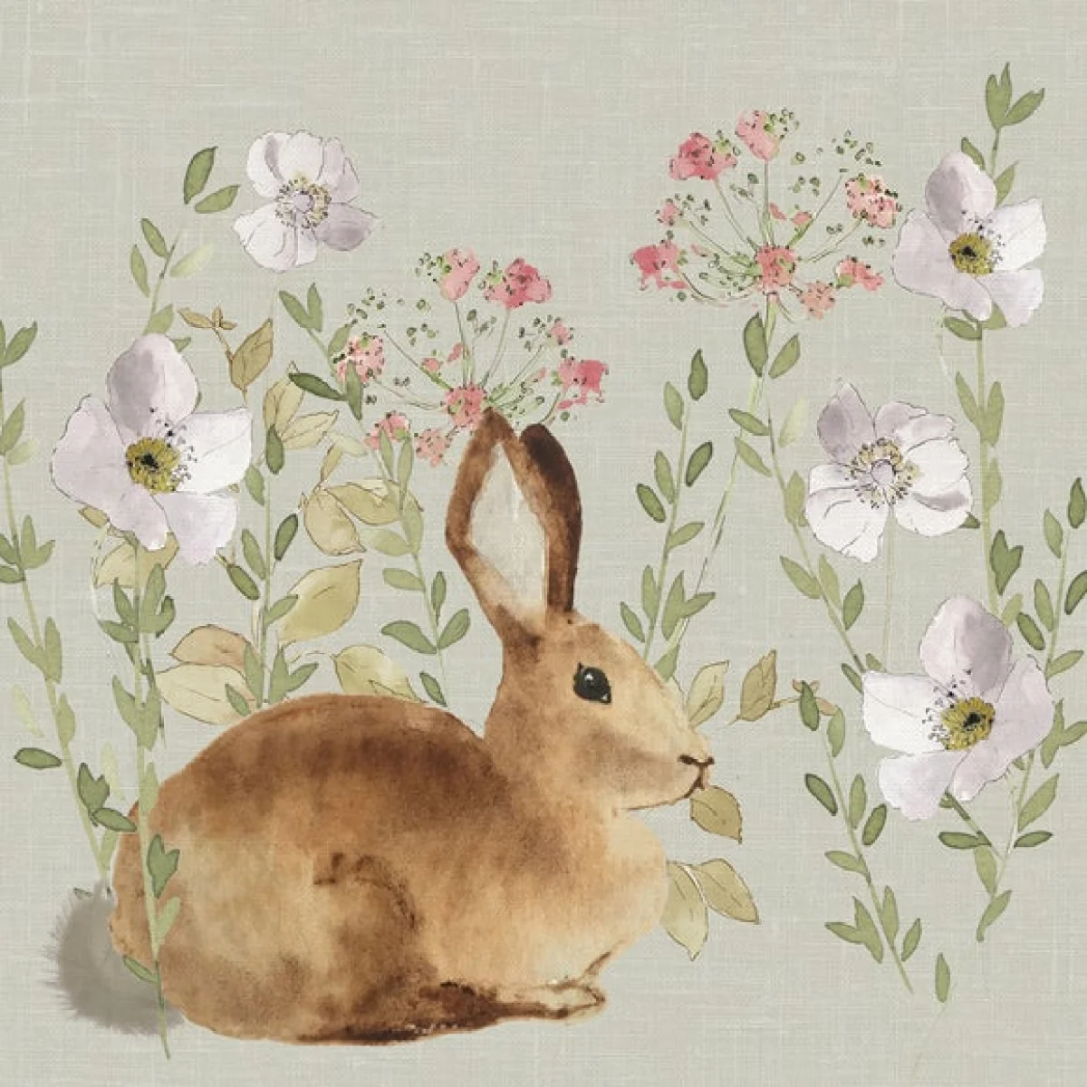 Meadow Rabbit Floral Square Cushion – image 2