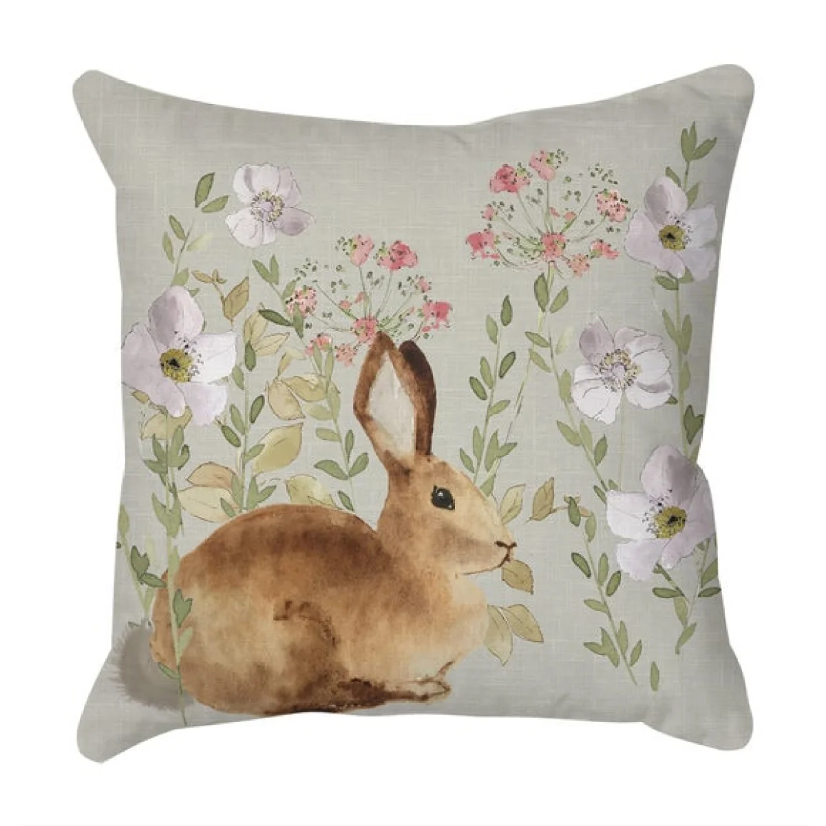 Meadow Rabbit Floral Square Cushion – image 3