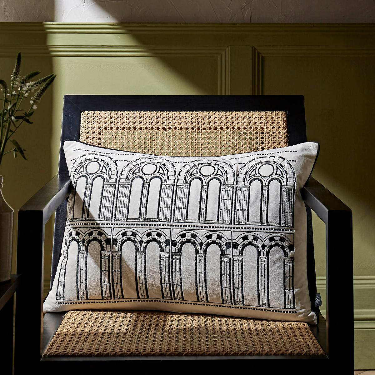Waterhouse Embroidered Cushion Black and white – image 1