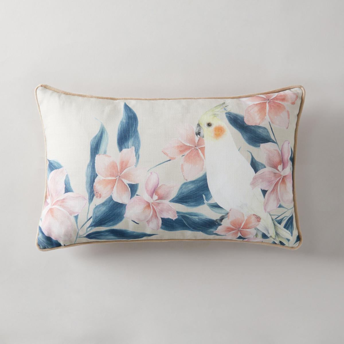 Jungle Cockatiel Cushion White, Blue and Orange – image 2