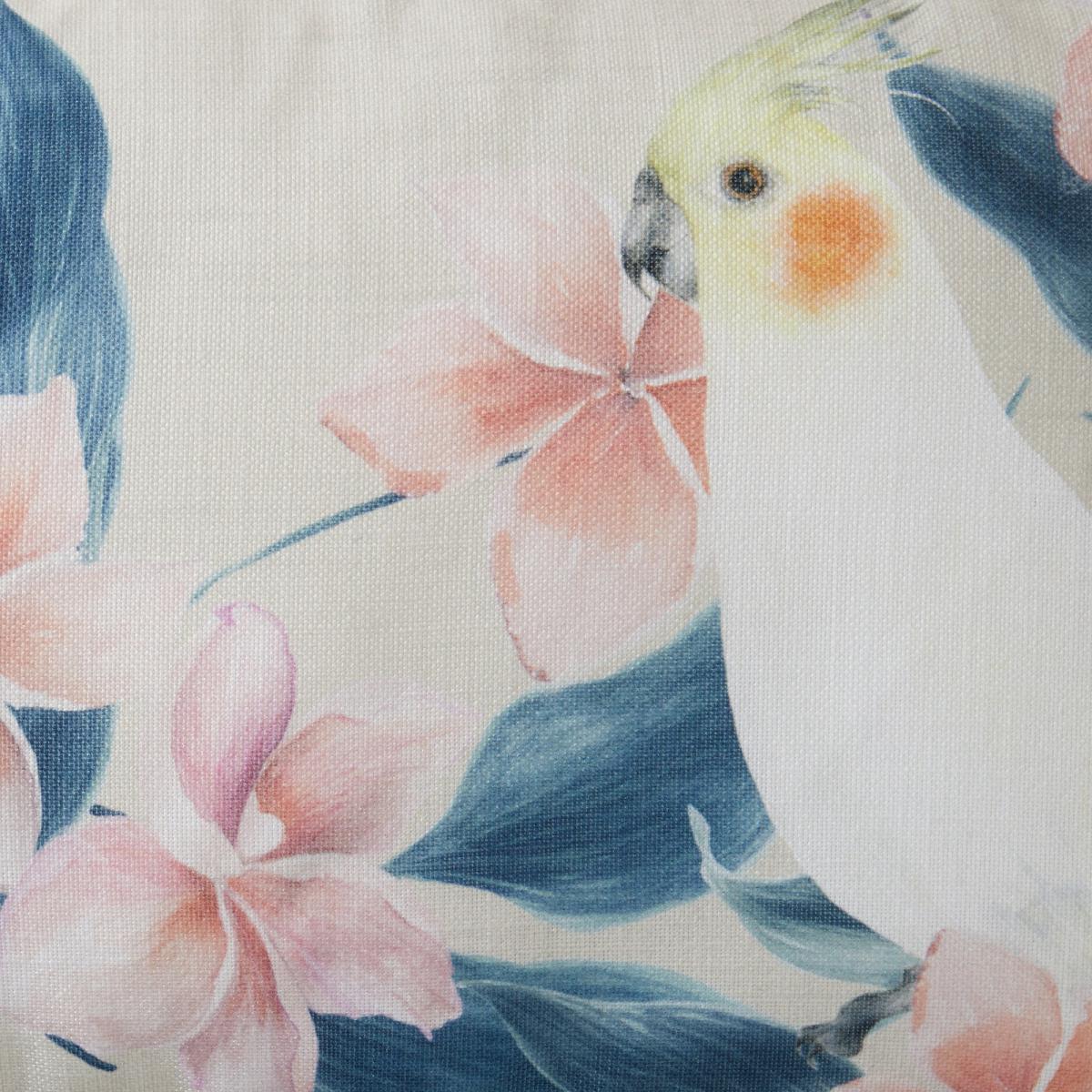 Jungle Cockatiel Cushion White, Blue and Orange – image 3