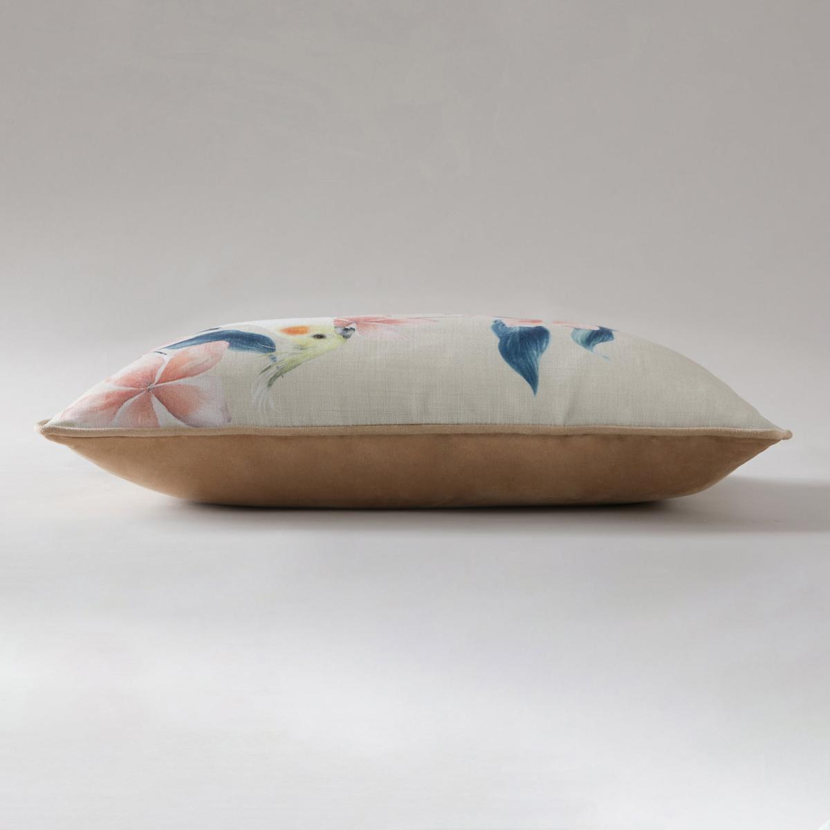 Jungle Cockatiel Cushion White, Blue and Orange – image 4