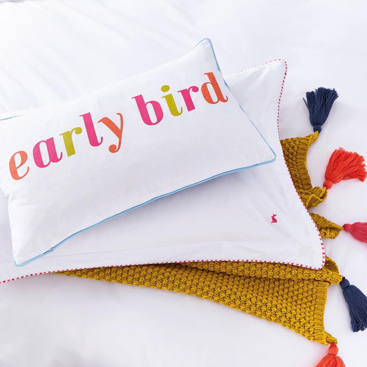Joules Brightside Striped Cushion White, Pink and Orange – image 2