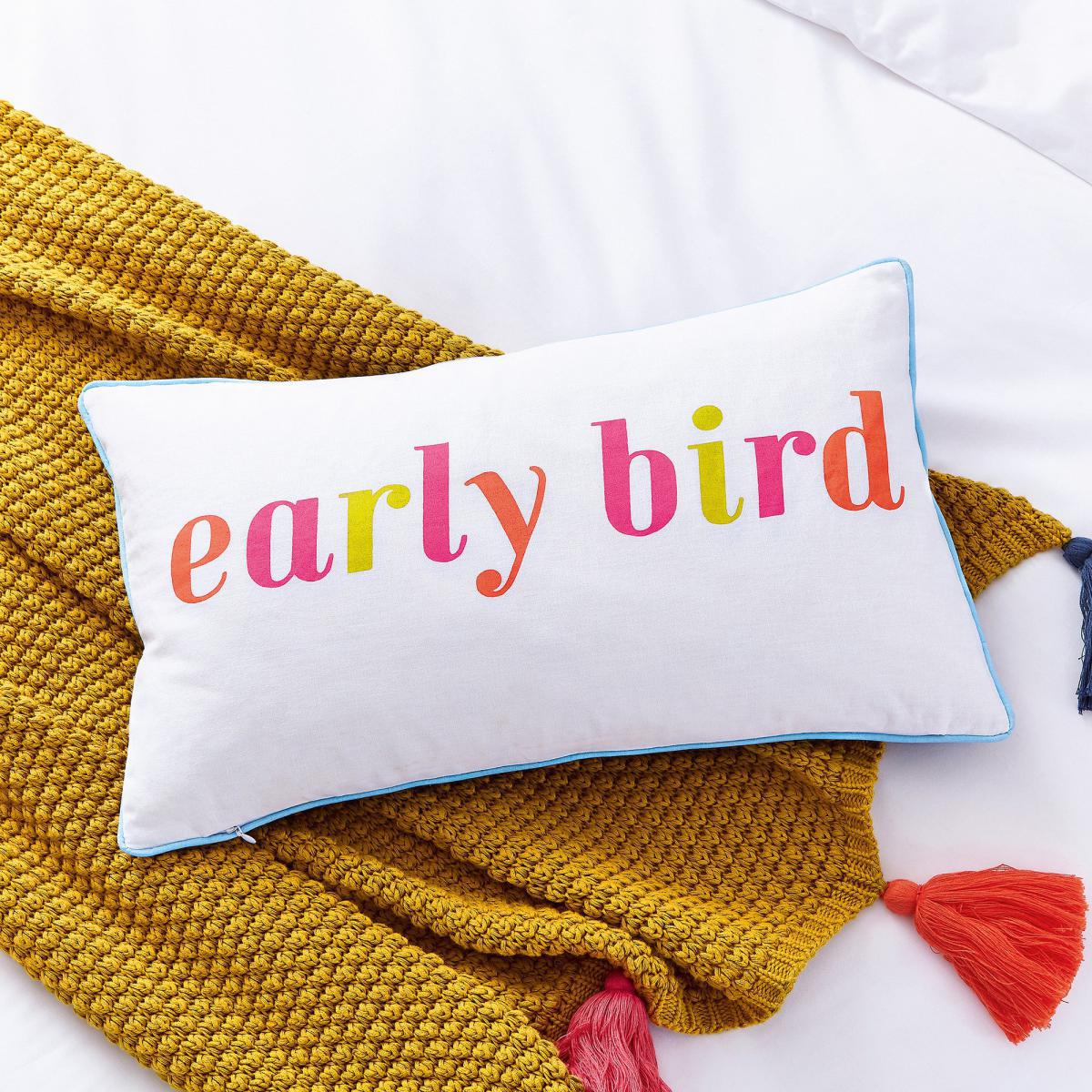 Joules Brightside Striped Cushion White, Pink and Orange – image 4