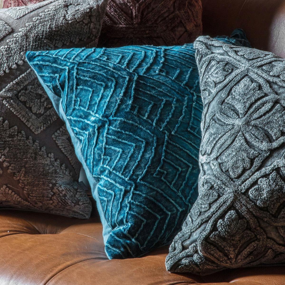 Washed Velvet Cushion Teal (Blue) – image 2