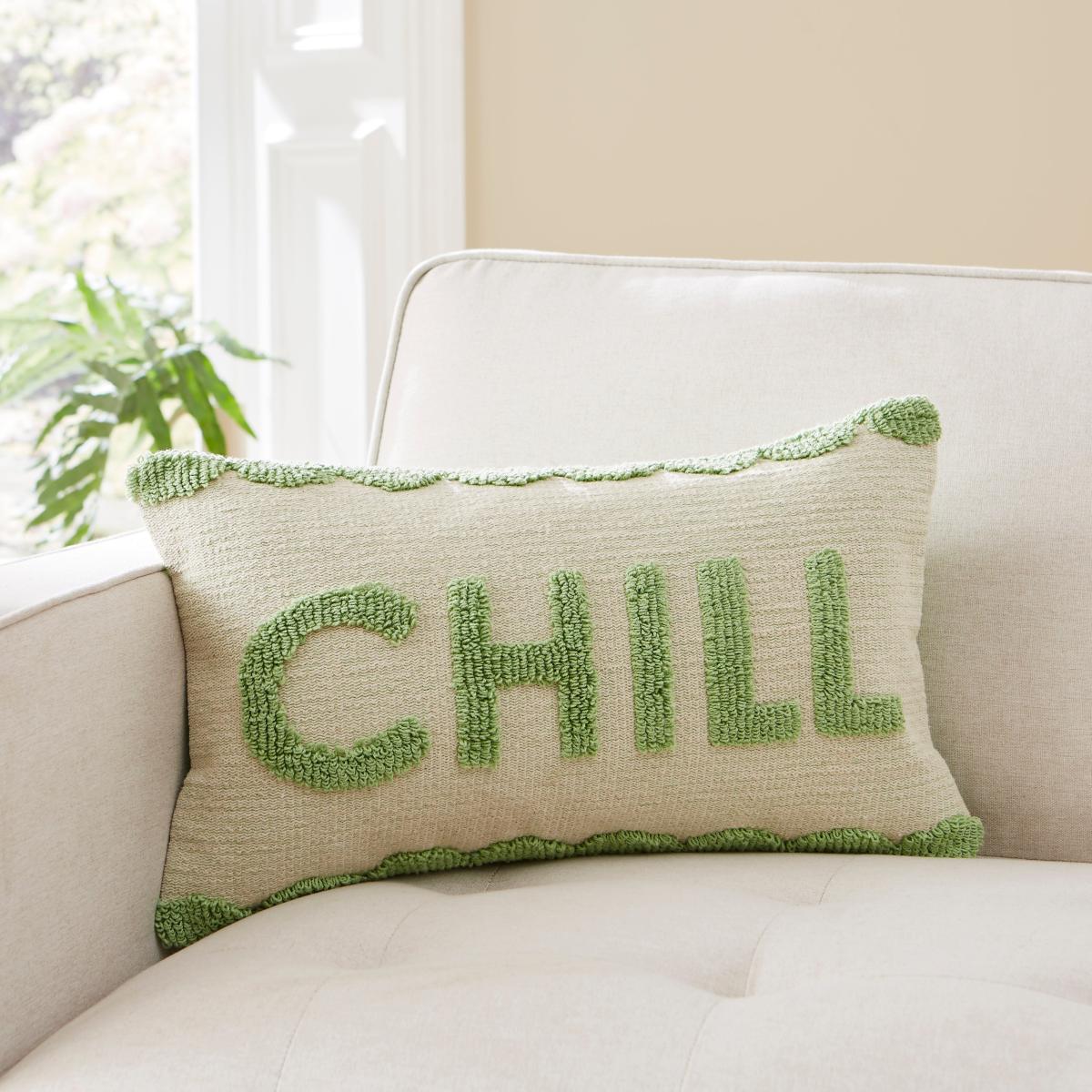Chill Bright Slogan Cushion Green – image 1