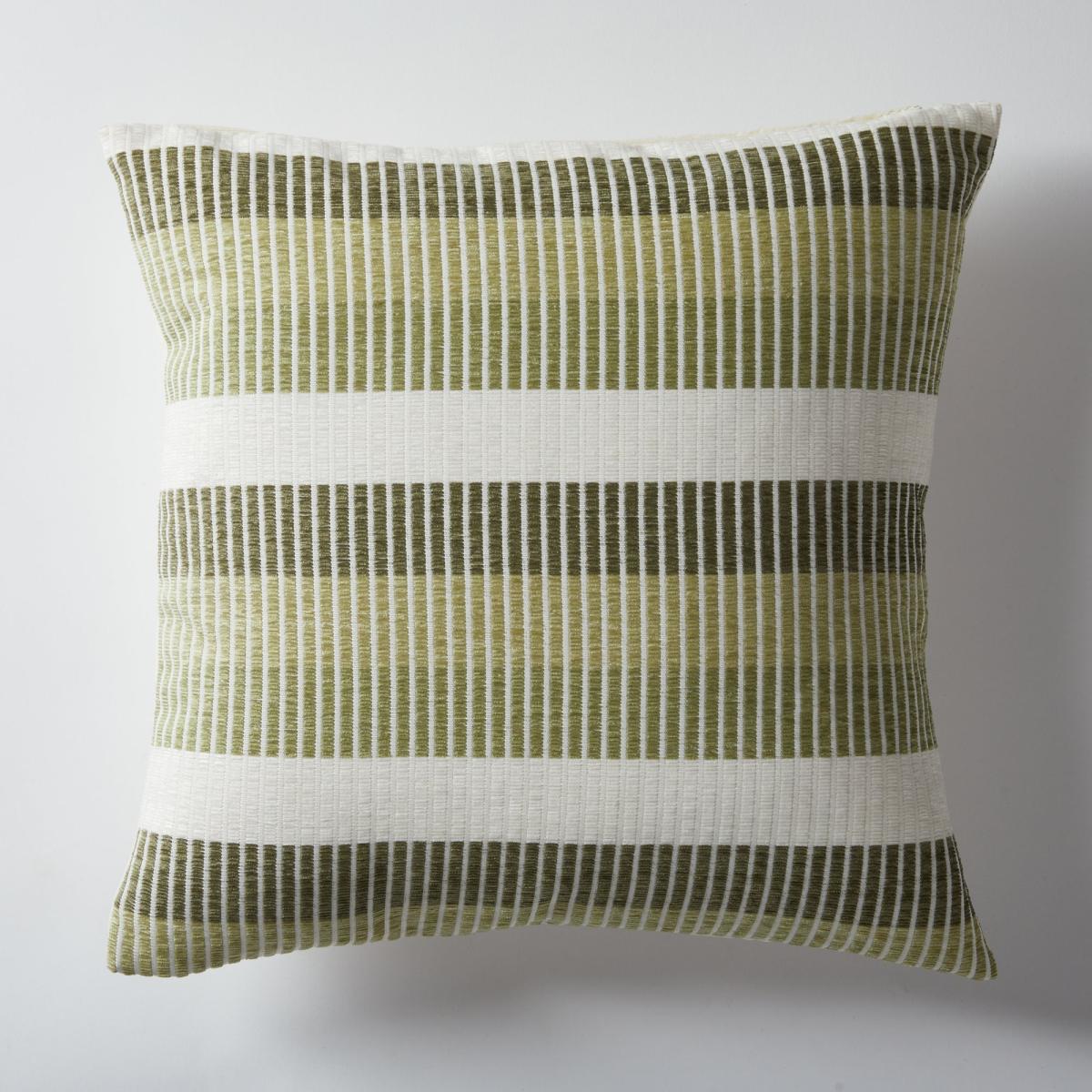 Chenille Stripe Green Cushion Green/White – image 2