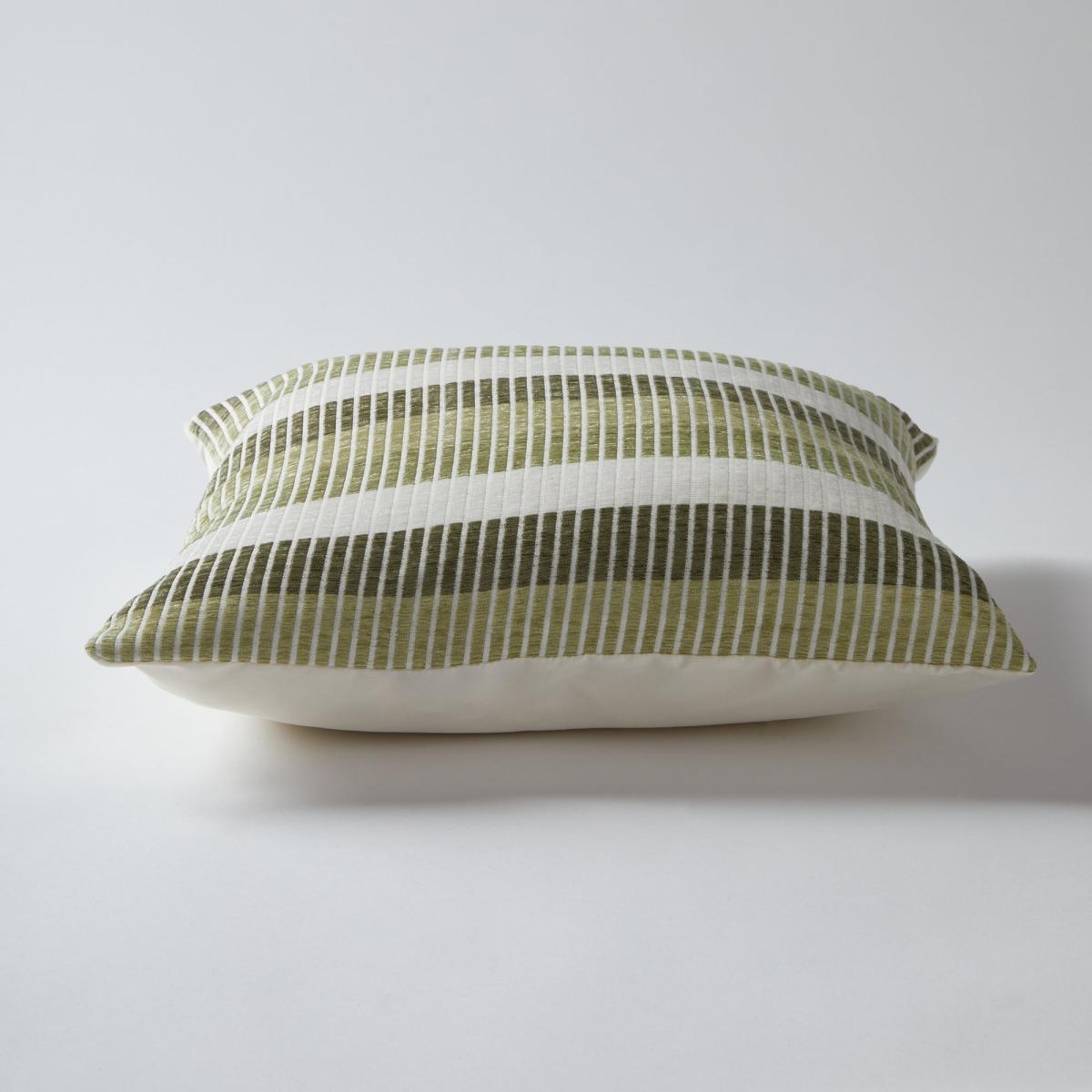 Chenille Stripe Green Cushion Green/White – image 4