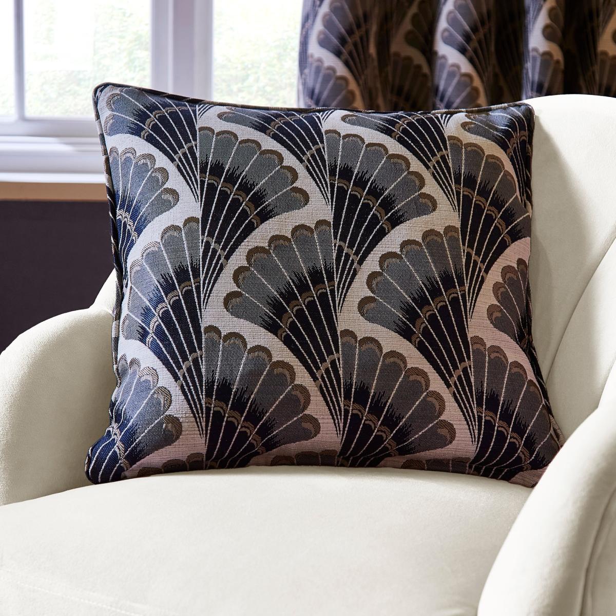 Fan Jacquard Cushion Grey – image 1