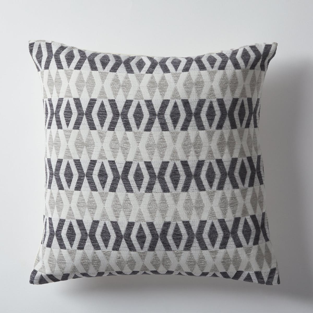Chenille Diamond Monochrome Cushion Grey/Black – image 2