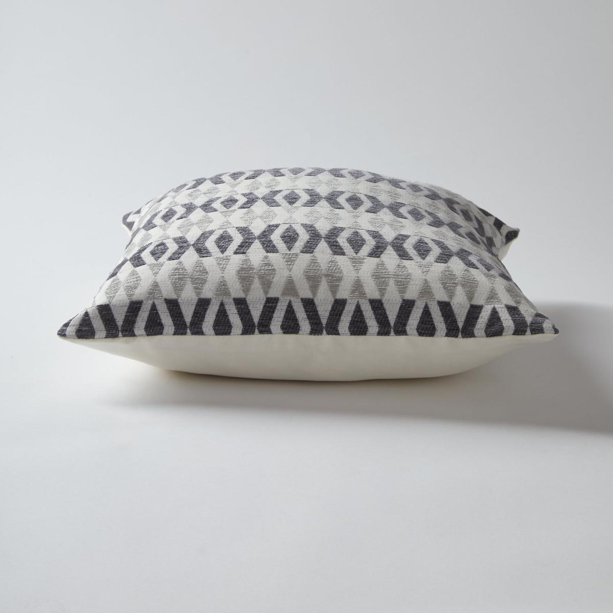 Chenille Diamond Monochrome Cushion Grey/Black – image 4