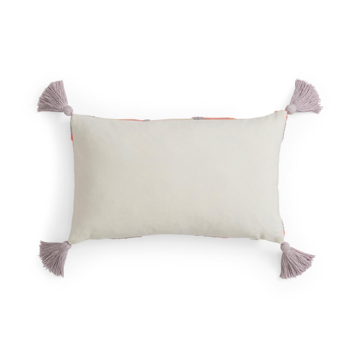 Embroidered Marble Effect Rectangle Cushion with Tassels – image 2