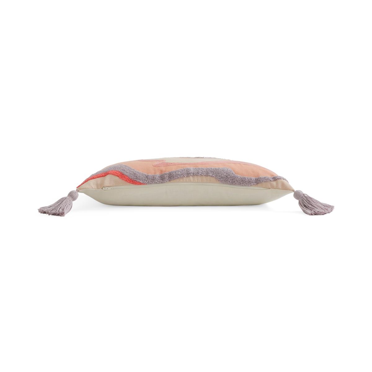 Embroidered Marble Effect Rectangle Cushion with Tassels – image 3