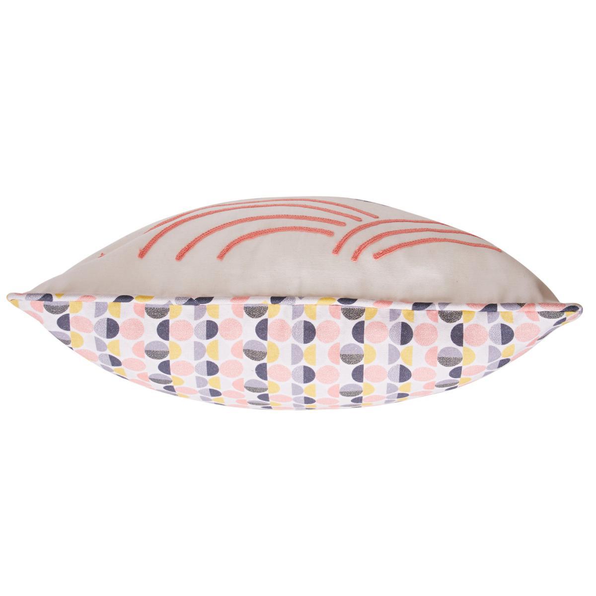 Elements Lady Face Embroidered Cushion Pink, Yellow and White – image 2