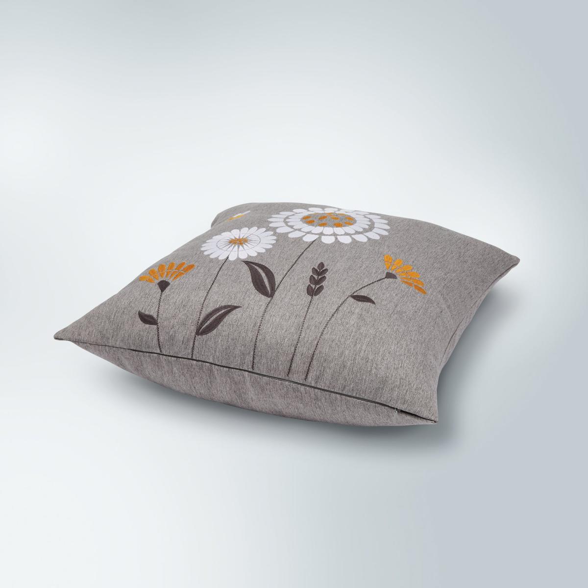 Scandi Large Floral Cushion Grey Grey – image 3