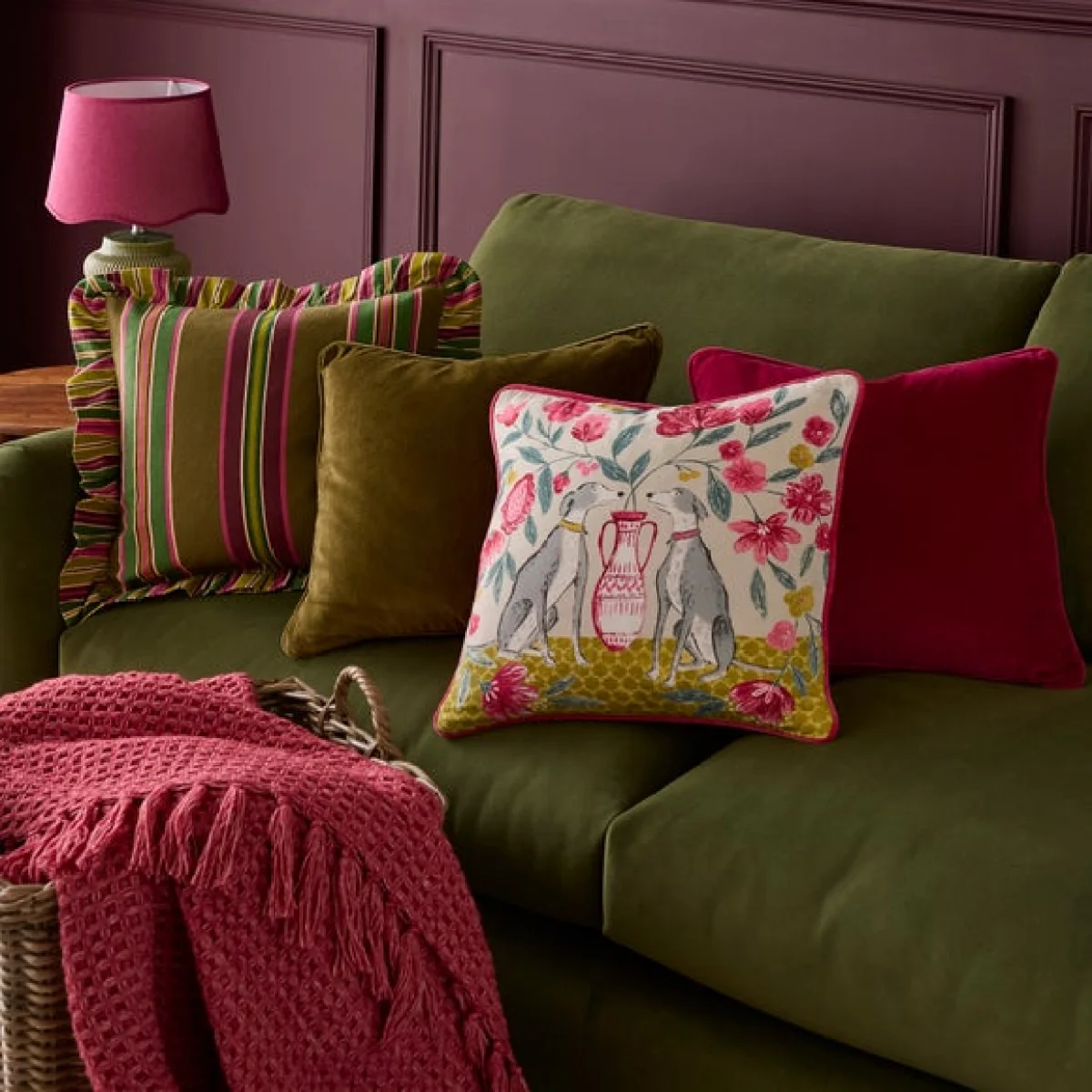 Floral Dogs Cotton Square Cushion – image 5