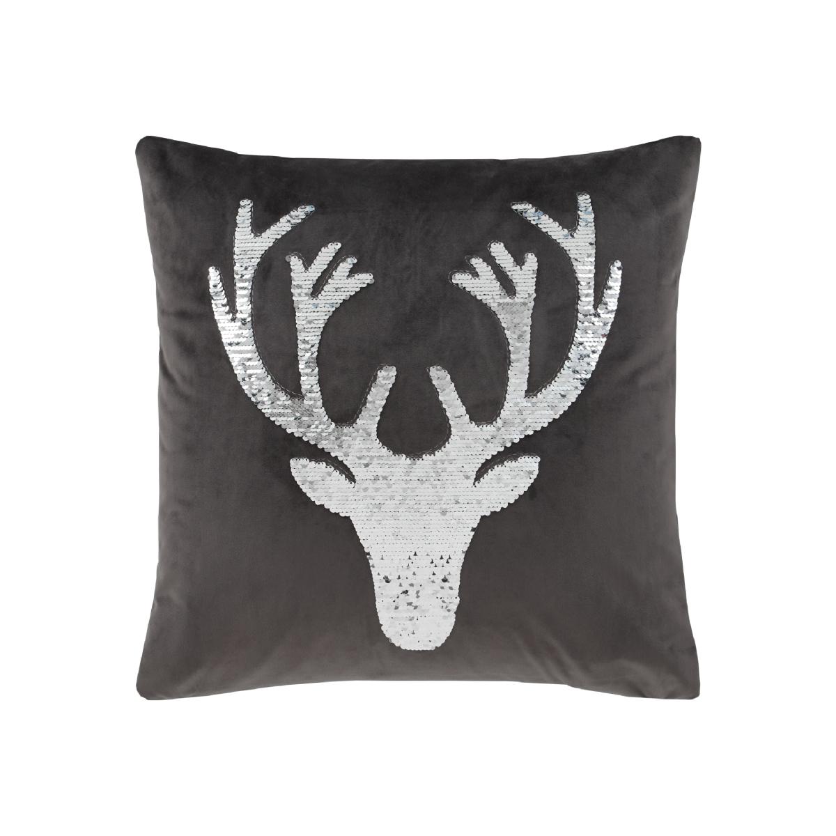 Catherine Lansfield Sequin Stag Grey Cushion Grey – image 1