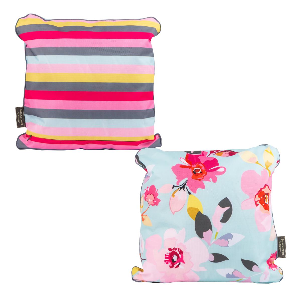 Gardenia Sky Indoor Outdoor Cushion Light Blue/Pink/Green – image 2