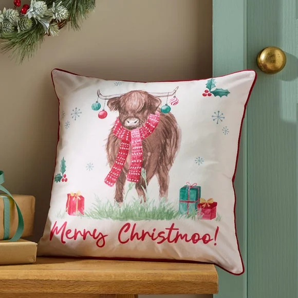 Merry Christmoo Square Cushion – image 1