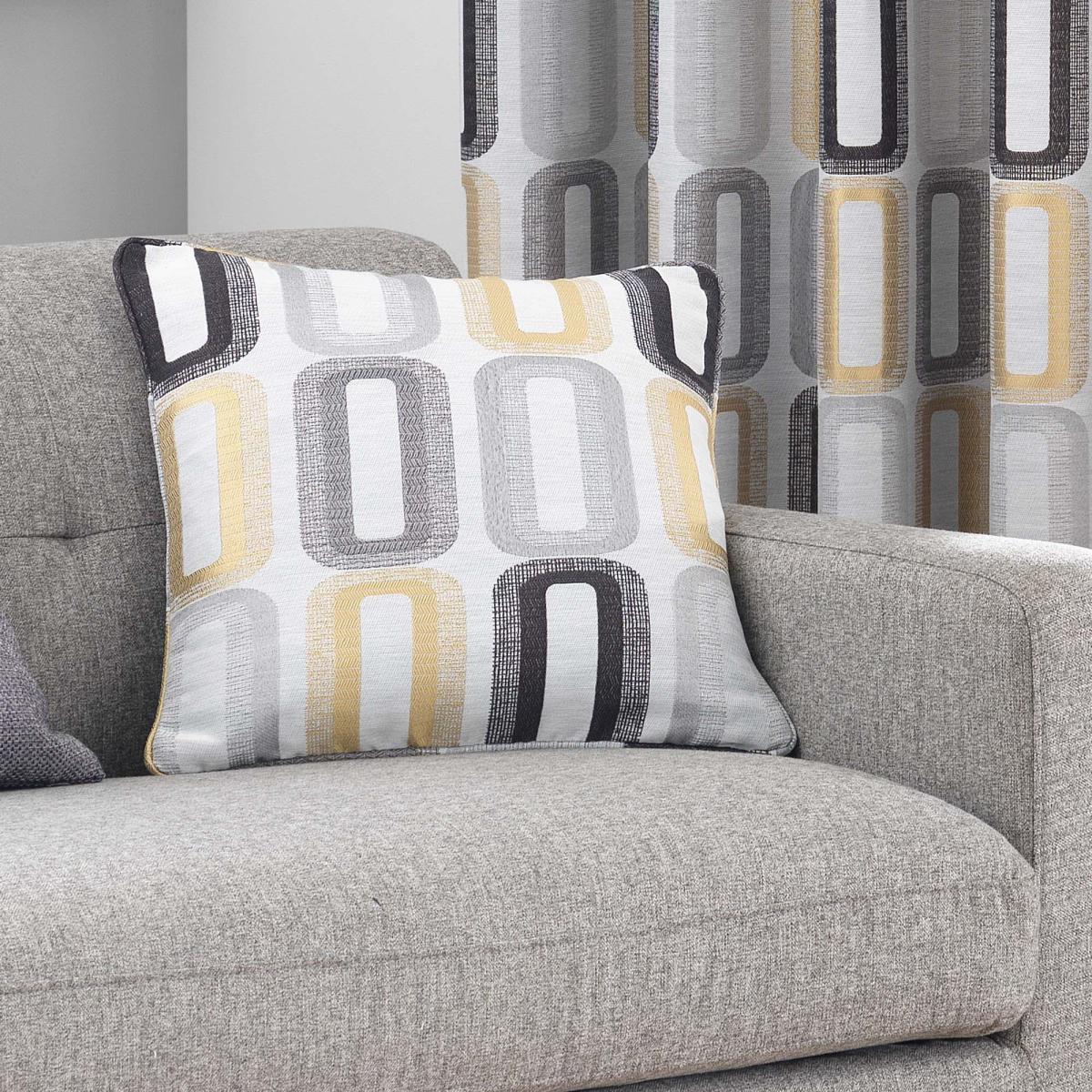 Elements Dahl Ochre Cushion Ochre Yellow, Black and Grey – image 1