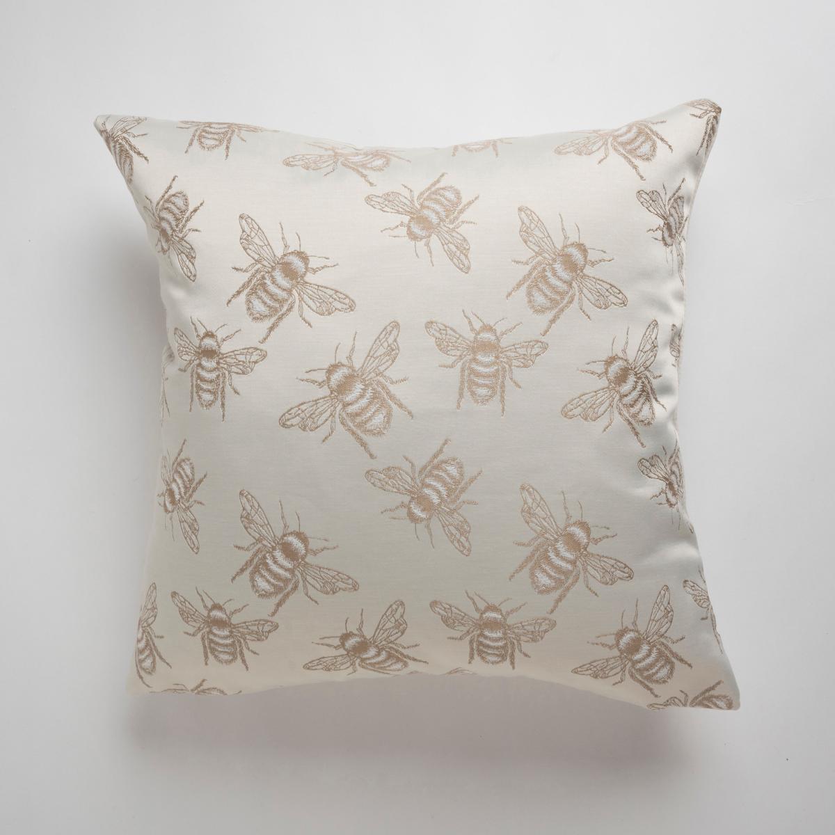 Jacquard Bees Cushion Brown/White – image 1