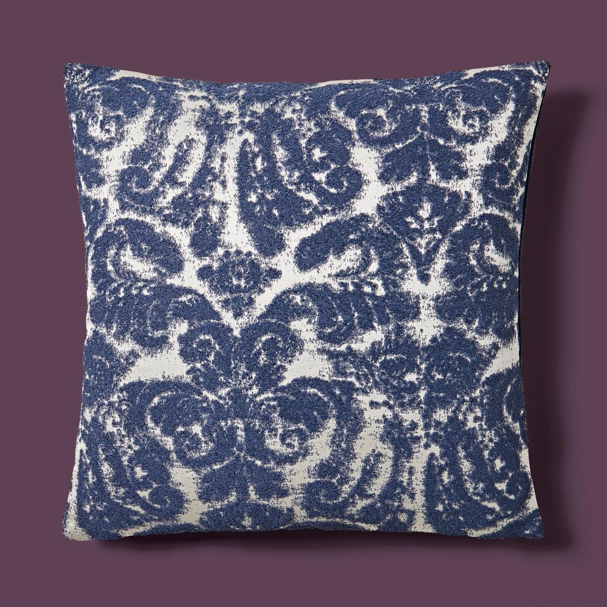 Distressed Damask Square Cushion Navy (Blue) – image 2