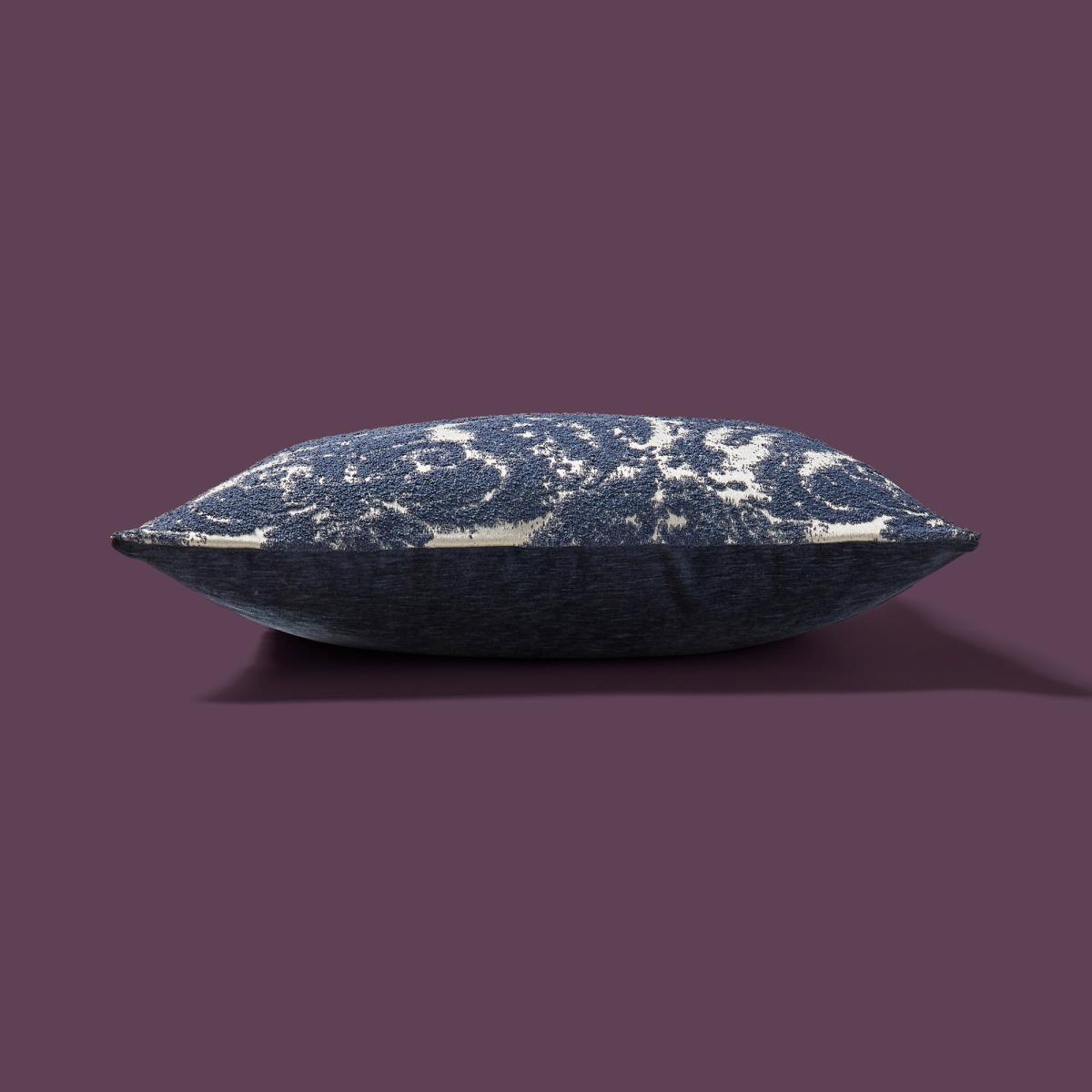 Distressed Damask Square Cushion Navy (Blue) – image 3