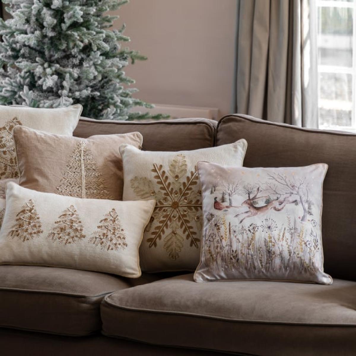Forest and Deer Scene Square Cushion – image 2